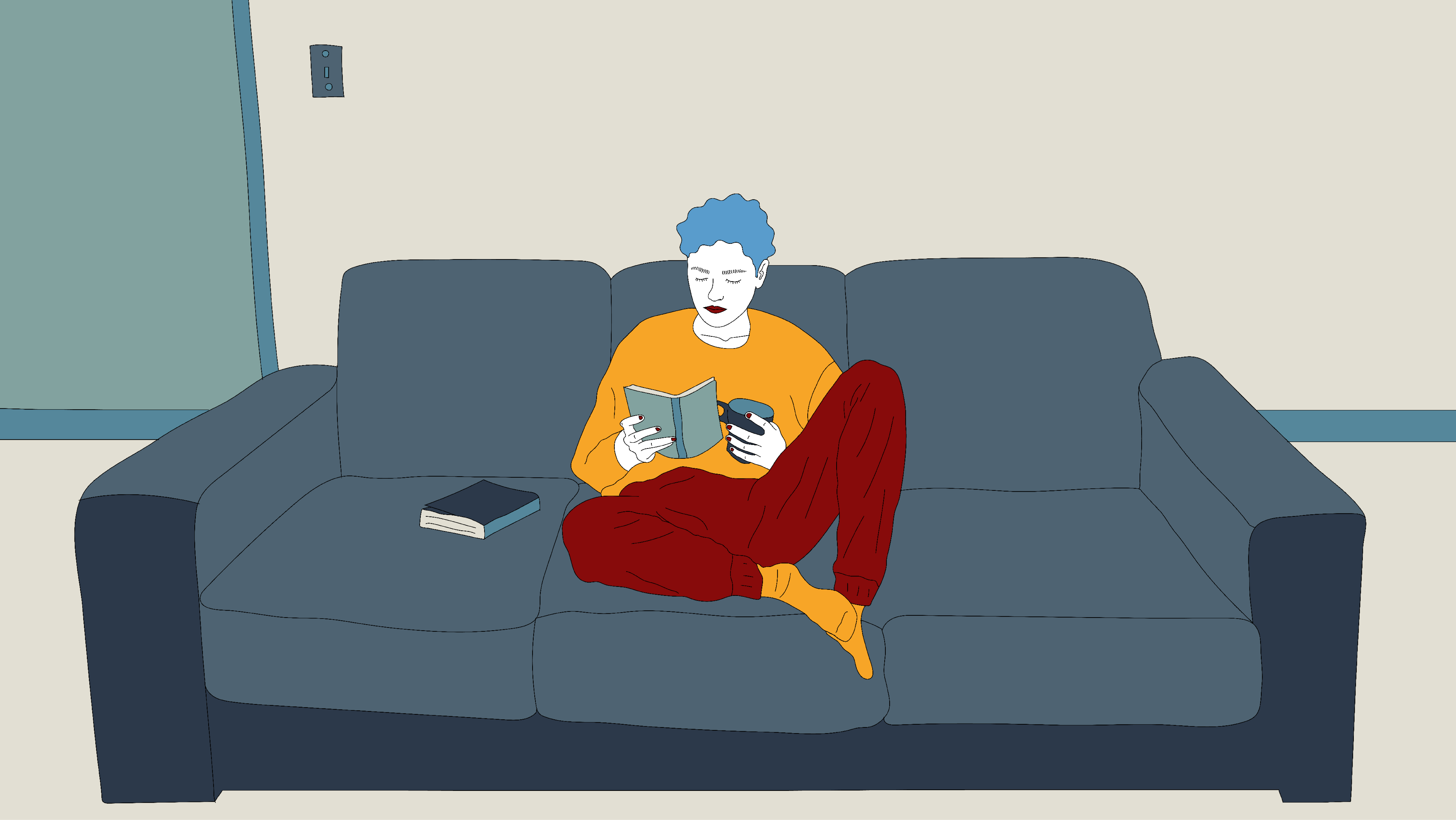 Person reading on couch